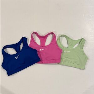 Nike Padded Trio Sports Bra Set in Blue, Pink, and Green Women’s Size Small